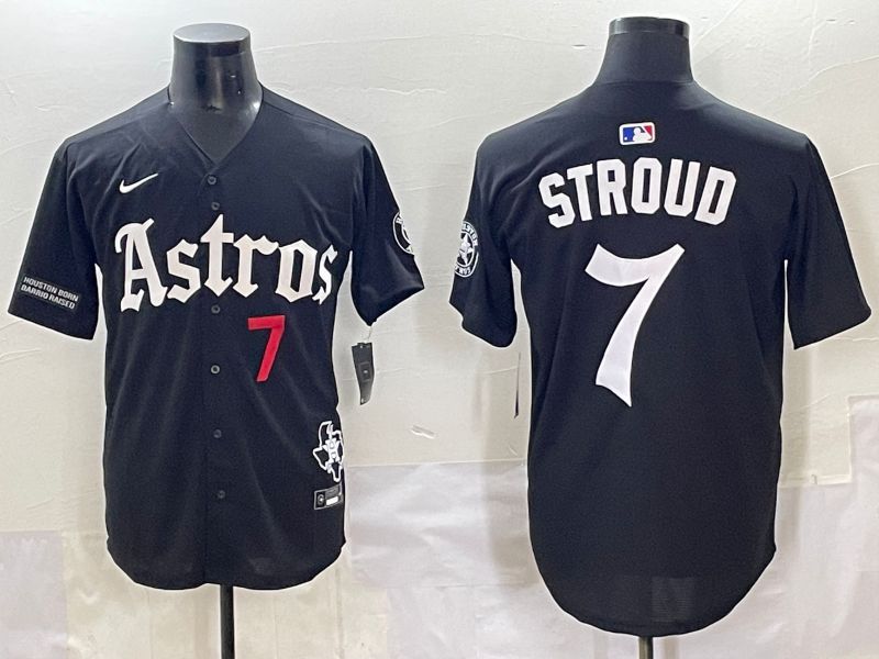 Men 2025 Houston Astros 7 Stroud Black Five generations Joint Name Nike MLB Jersey style 7